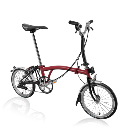 Brompton C - line Mid Explore 2022 House Red/House Red Inc Marathon Tyres and Fizik